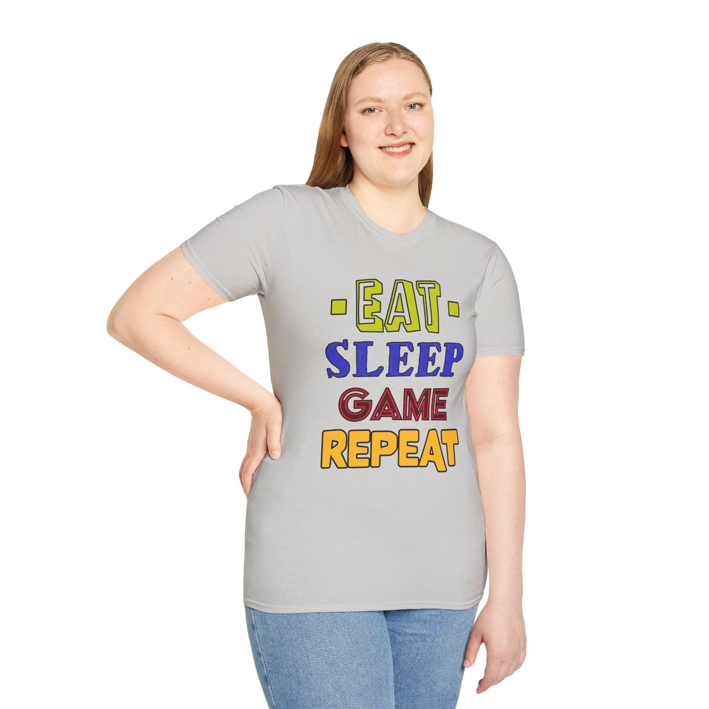 Eat Sleep Game Repeat- Women's Softstyle T-Shirt