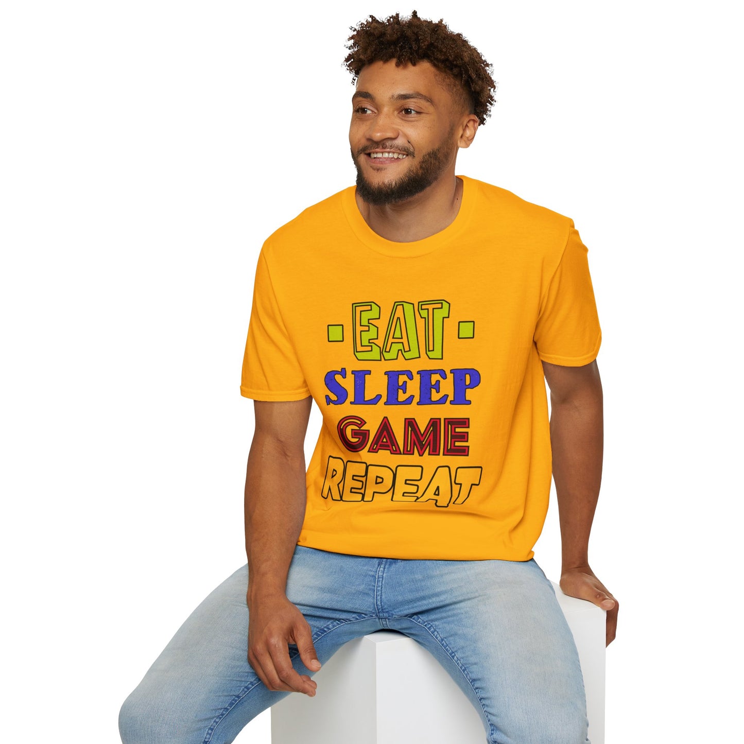 Eat Sleep Game Repeat- Men's Softstyle T-Shirt