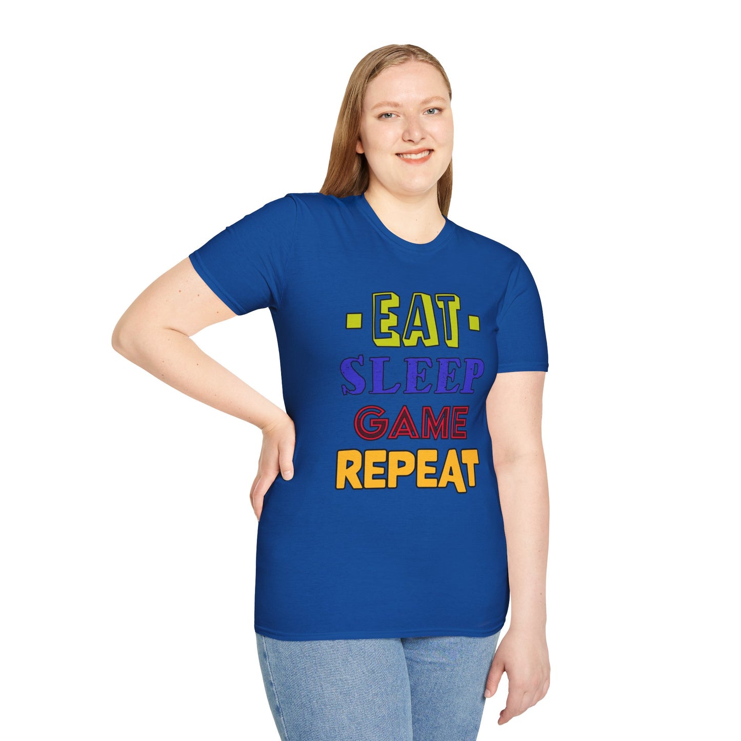 Eat Sleep Game Repeat- Women's Softstyle T-Shirt