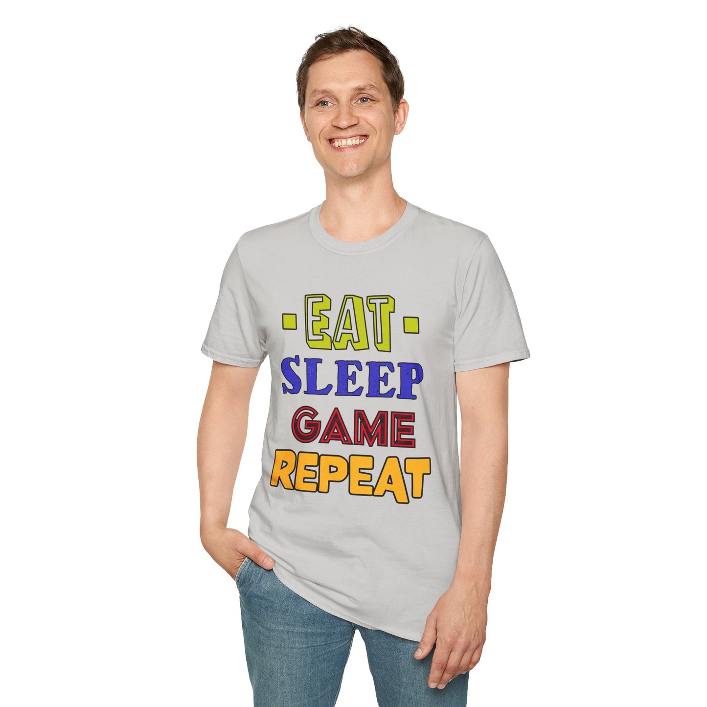 Eat Sleep Game Repeat- Men's Softstyle T-Shirt