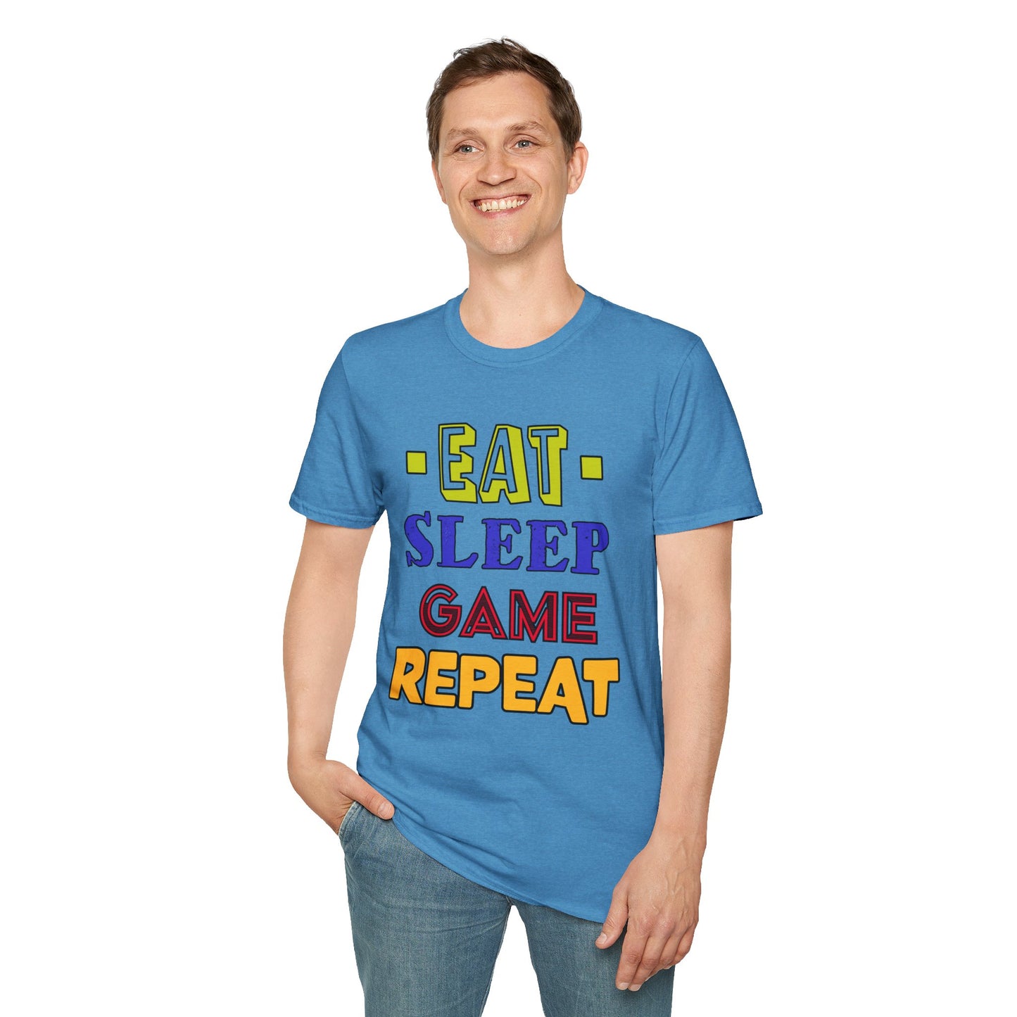 Eat Sleep Game Repeat- Men's Softstyle T-Shirt