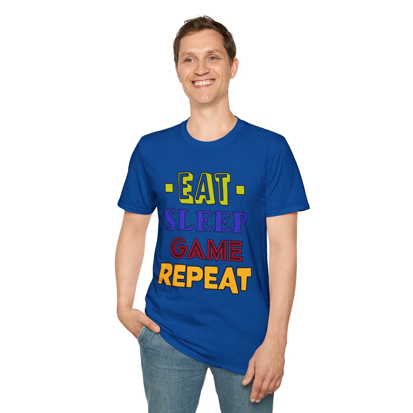 Eat Sleep Game Repeat- Men's Softstyle T-Shirt