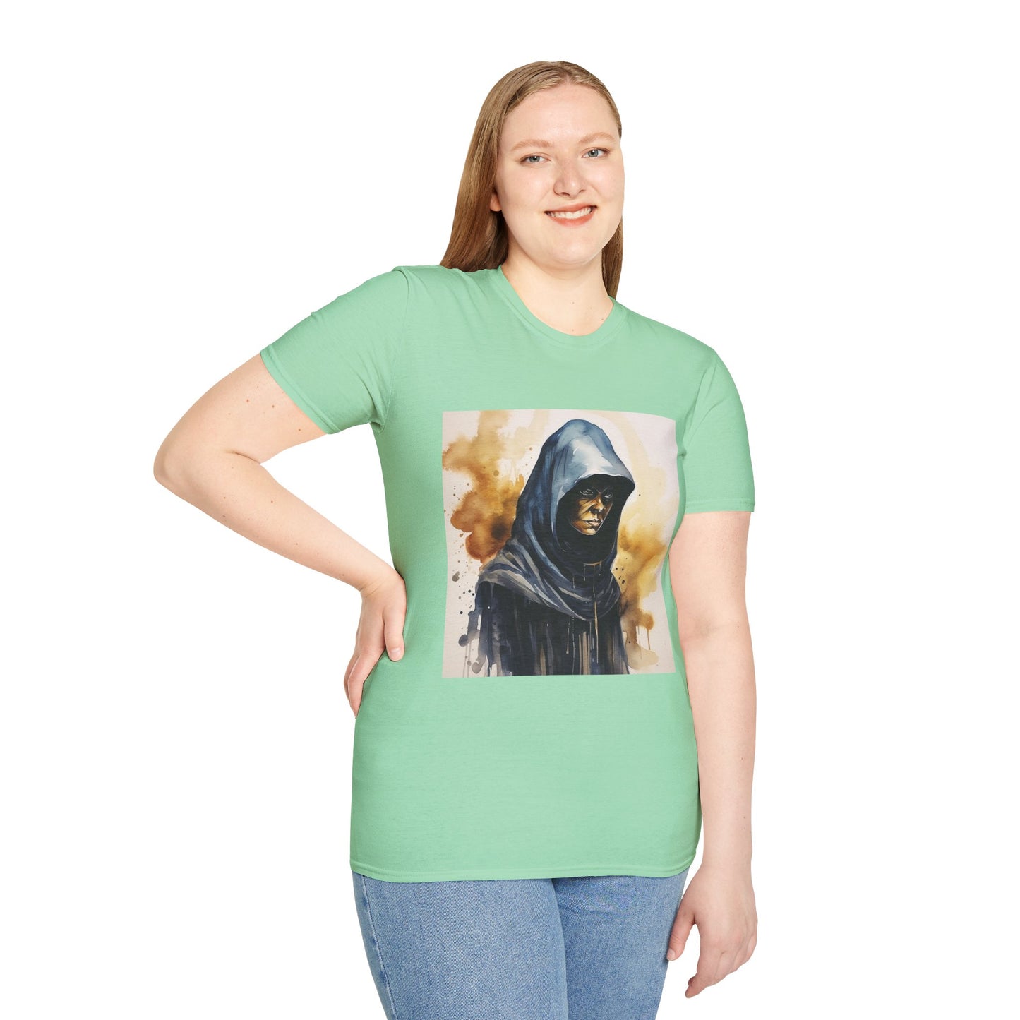 Hooded Figure- Women's Softstyle T-Shirt