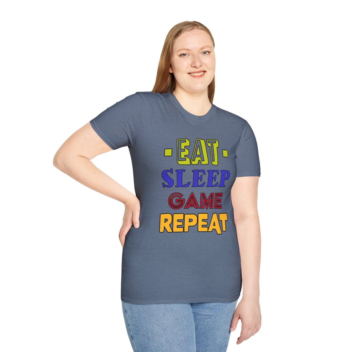 Eat Sleep Game Repeat- Women's Softstyle T-Shirt