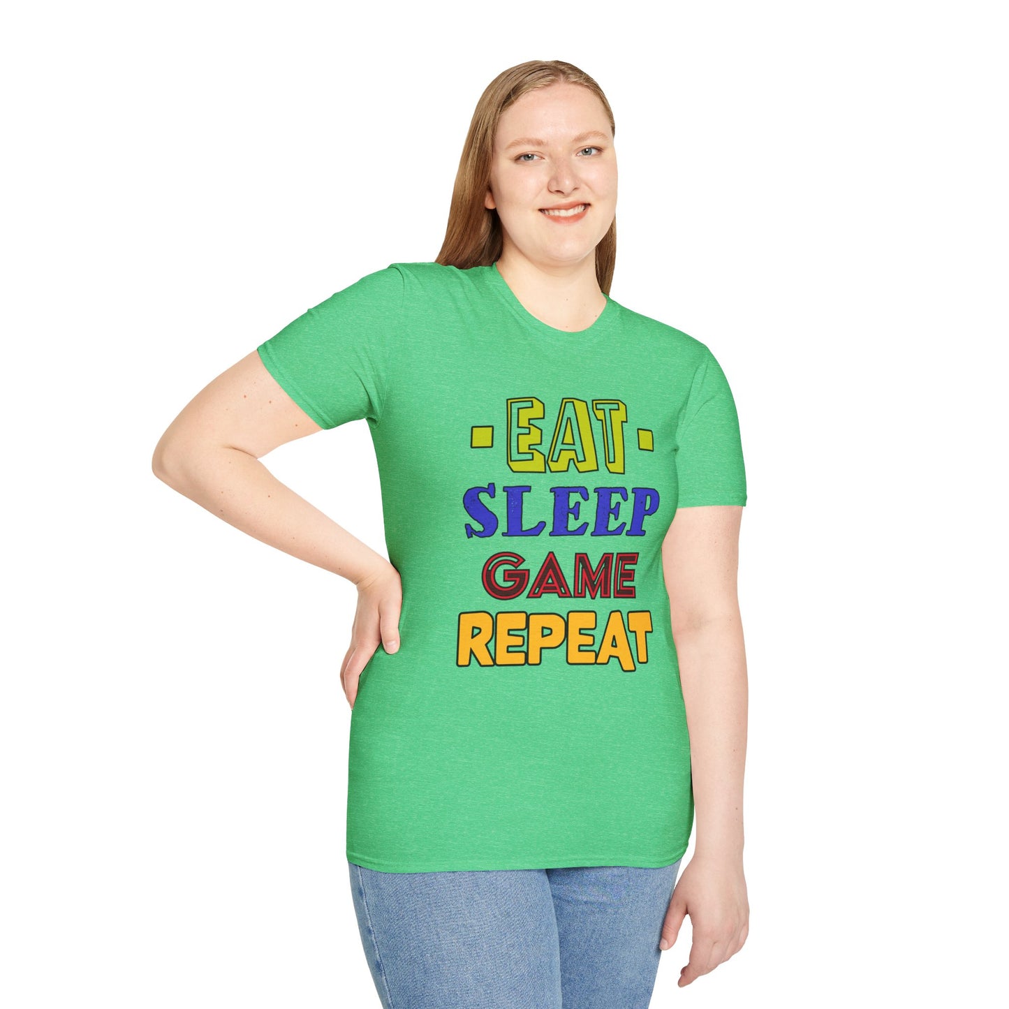 Eat Sleep Game Repeat- Women's Softstyle T-Shirt