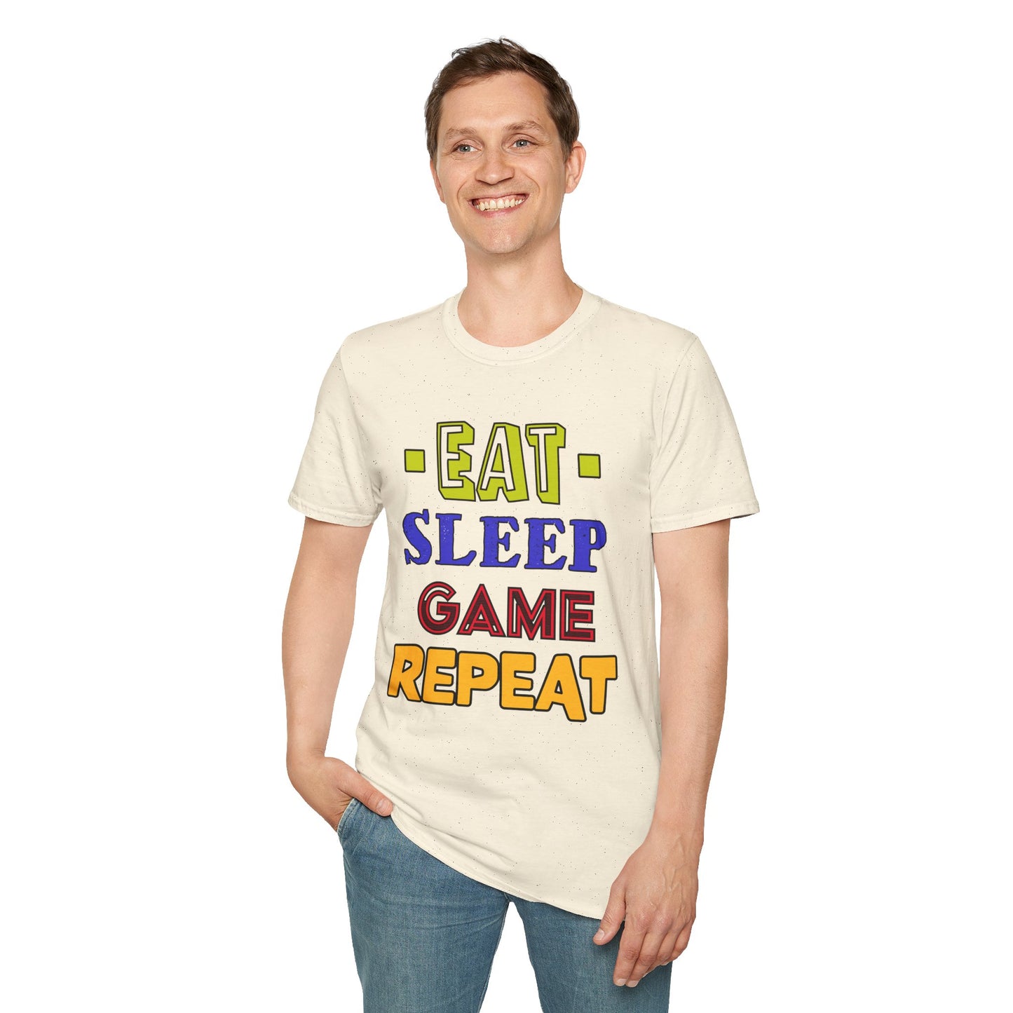 Eat Sleep Game Repeat- Men's Softstyle T-Shirt