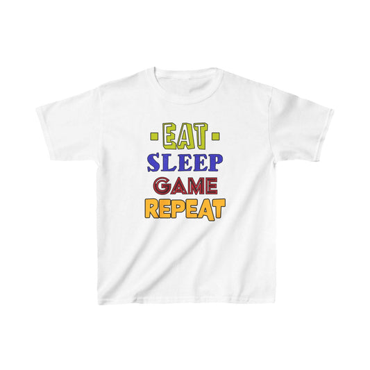 Eat Sleep Game Repeat- Kids Heavy Cotton™ Tee - Boss Mode Fashion LLC